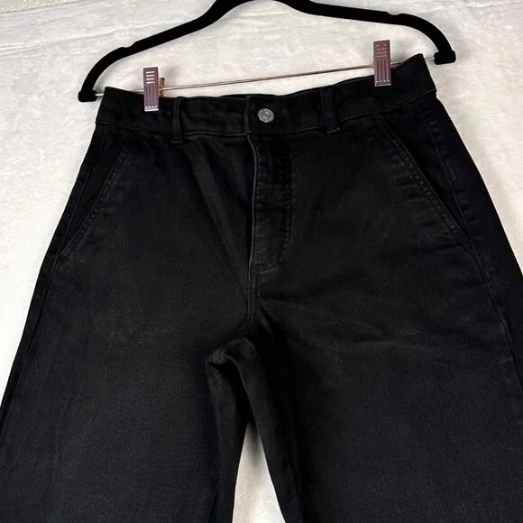 Everlane The Barrel Pant Black 4R High Rise Wide Leg Ankle Crop Organic Cotton - Picture 4 of 10